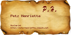 Petz Henrietta névjegykártya